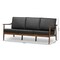 Baxton Studio Venza Walnut Wood Black Faux Leather 3-Seater Sofa 140-7554 - alternate 6